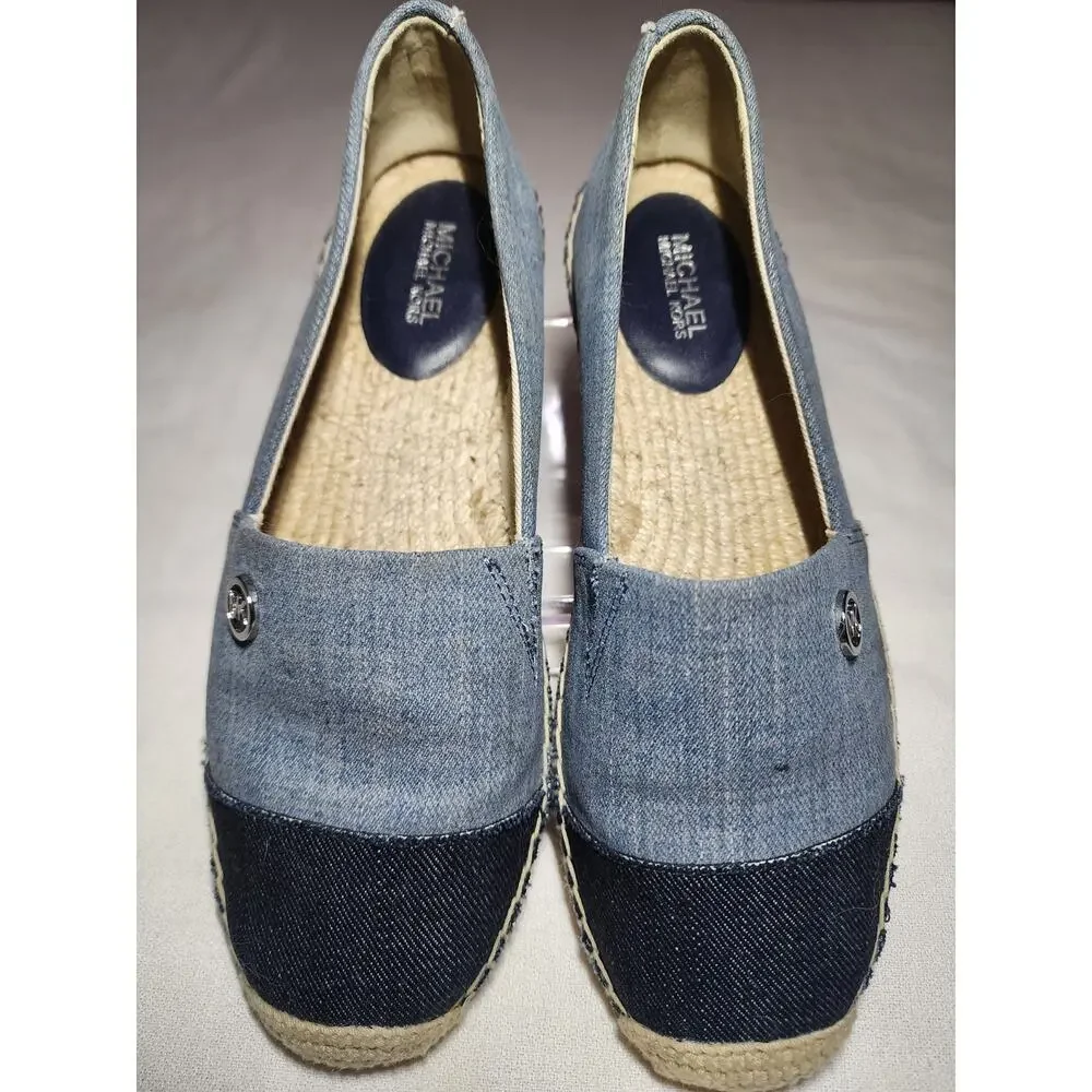 MICHAEL Michael Kors Blue Hastings Denim Espadrilles Slip On Size 6